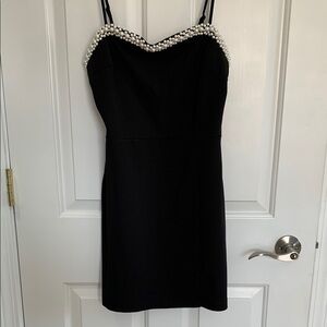 B Darlin Black Sheath Mini Dress with Spaghetti Straps